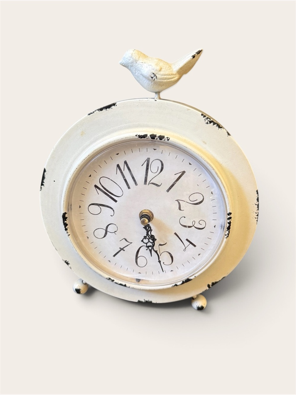Shabby Chic White Bird Clock - Home Wall Decor